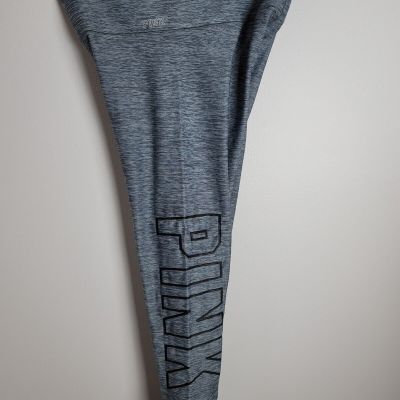 Victoria Secret Pink Ultimate Leggings, Capri Size S Logo Pink Gray Workout